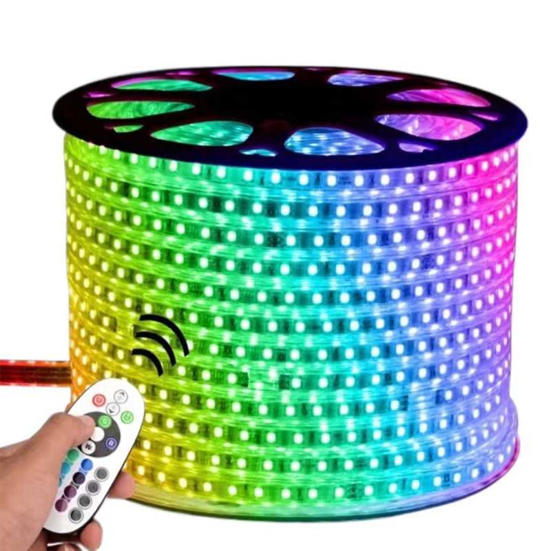 Tira de Luces LED 110v220v RGB5050 Flexible, Colorida, para Exteriores, Impermeable, Iluminación Ambiental, Tira de Luces para Ingeniería