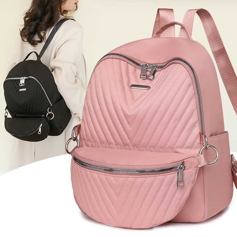 Fábrica al por mayor 2024 nuevo estilo casual color sólido damas mochila de nailon moda versátil multifuncional para niños y madres