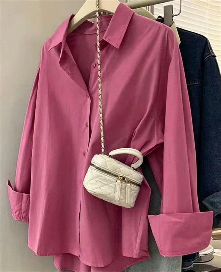 Women's Blue Shirt Elegant New Design Casual Loose Fit Long Sleeved Shirts For Layering Outerwear_ecoleips.com