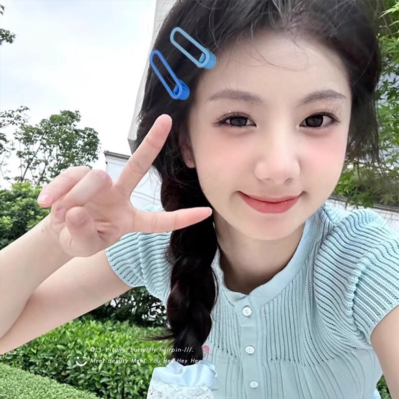 Klein clip de cabello azul para mujeres 2024 nueva tarjeta de cabello rojo en línea frente clip lateral clip clip de cabello roto clip de cabello tocado