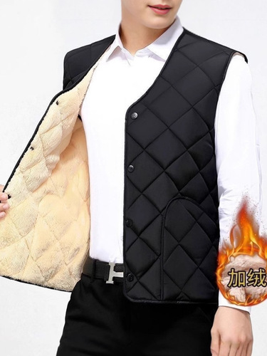 Men's vest, men's velvet, men's horse clip vest, middle-aged father's dress, winter thick warm vest, men's plaid