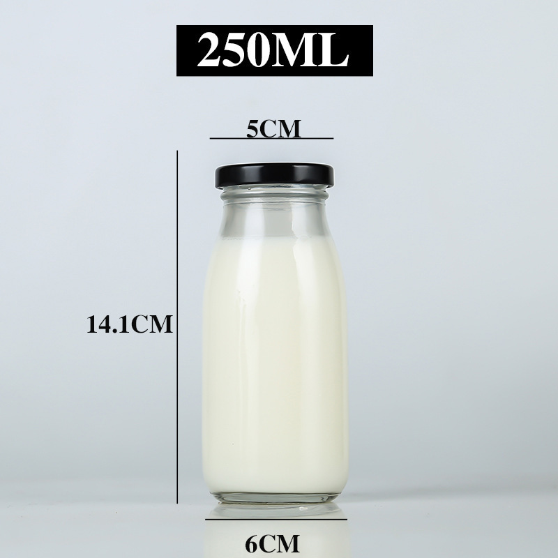 Botellas de vidrio para leche, botellas para leche fresca, vasos para yogur, varias especificaciones, botellas de vidrio transparente y grueso para leche, botellas dispensadoras de yogur