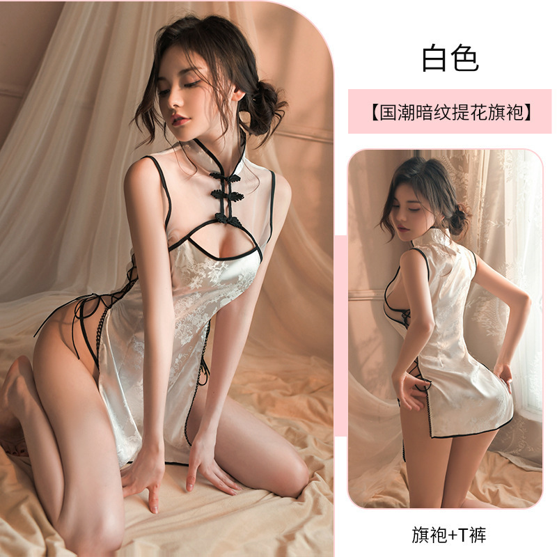 Wanchunshan Sexy Lingerie Sexy Cheongsam Retro Style Uniform Temptation Side Opening Straps Passionate Role Play Suit