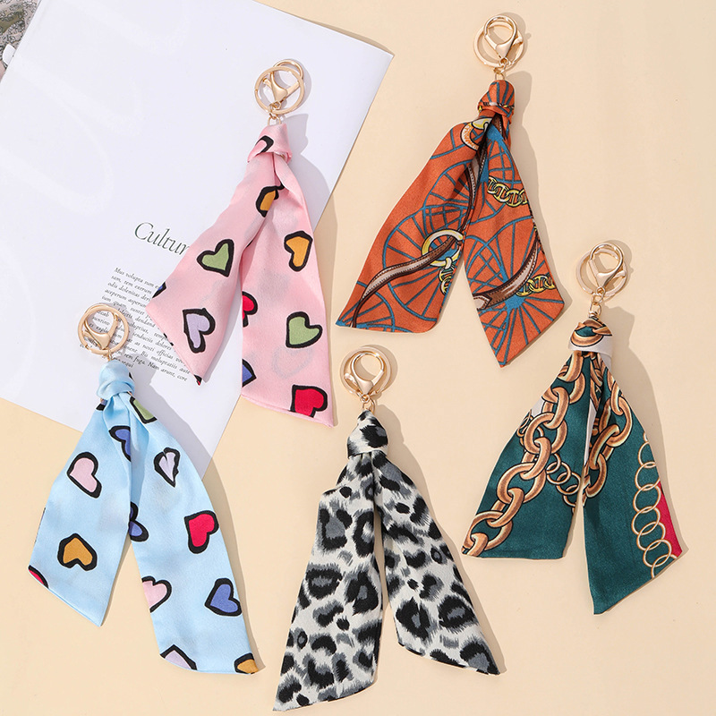 Multicolor Satin Fabric Printed Silk Scarf Keychain Pendant Satin Ribbon Bag Charm Pants Waist Accessory Multicolor Satin Fabric Printed Silk Scarf Keychain Pendant Satin Ribbon Bag Charm Pants Waist Accessory