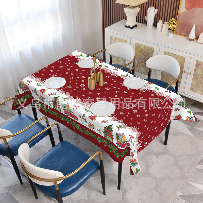 国境を越えた新しいクリスマステーブルクロス客間食卓防汚防水ポリエステルテーブルクロステーブルクロス祝日パーティー装飾テーブルクロス|undefined