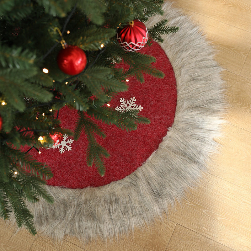 Nueva falda de árbol de Navidad decoración de fondo de árbol borde de peluche empalmado redondo falda de copo de nieve de árbol de decoración de Navidad