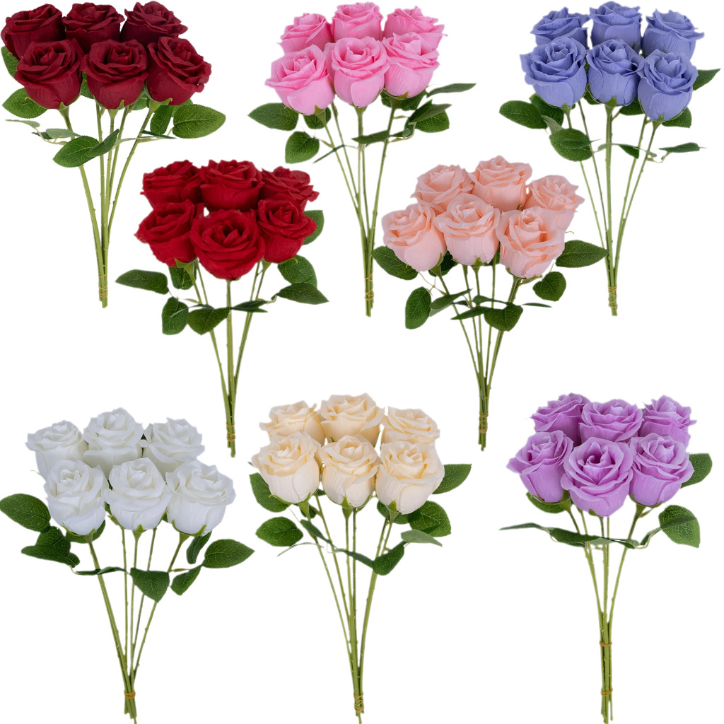 Simulated Rose Pocket Rose Velvet Material Decorative Flower Arrangement Valentine's Day Gift Single Rose Artificial Flower Bouquet