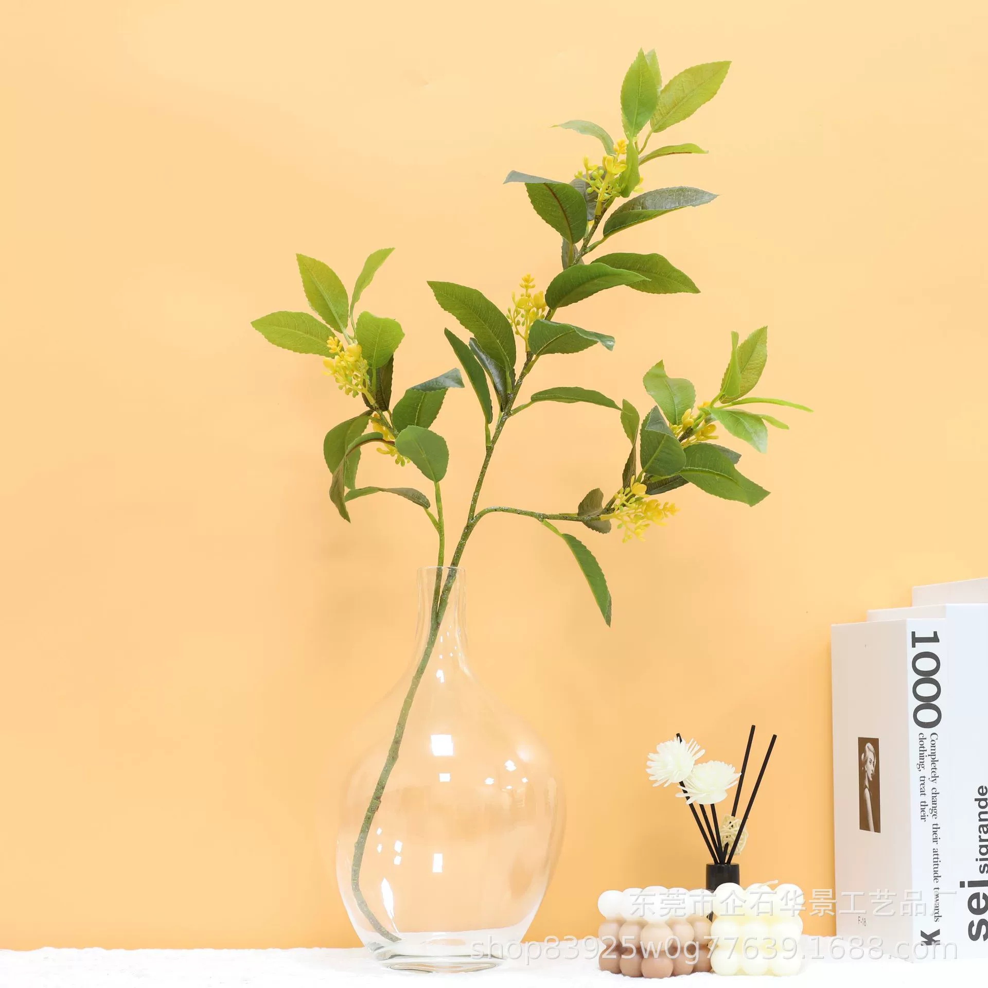 Искусственный лист османтуса Длинная ветка ландшафтное украшение лист искусственный цветок пол искусственный цветок украшение Ресторан отеля цветочный лист