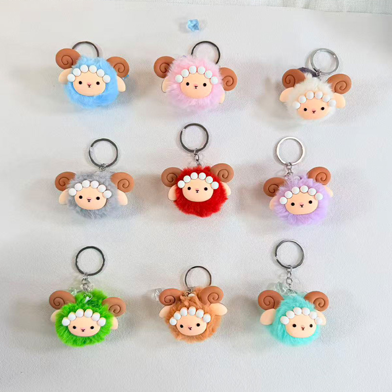 Cartoon small wool plush keychain, cute and creative small wool ball pendant, student backpack decoration, small gift Cartoon small wool plush keychain, cute and creative small wool ball pendant, student backpack decoration, small gift