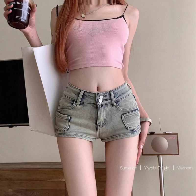 Plus-Size High-Waisted Denim Shorts for Women, Summer Thin Ultra-Short Design, Trendy Street Style Hot Girl A-Line Wide-Leg Hot Pants
