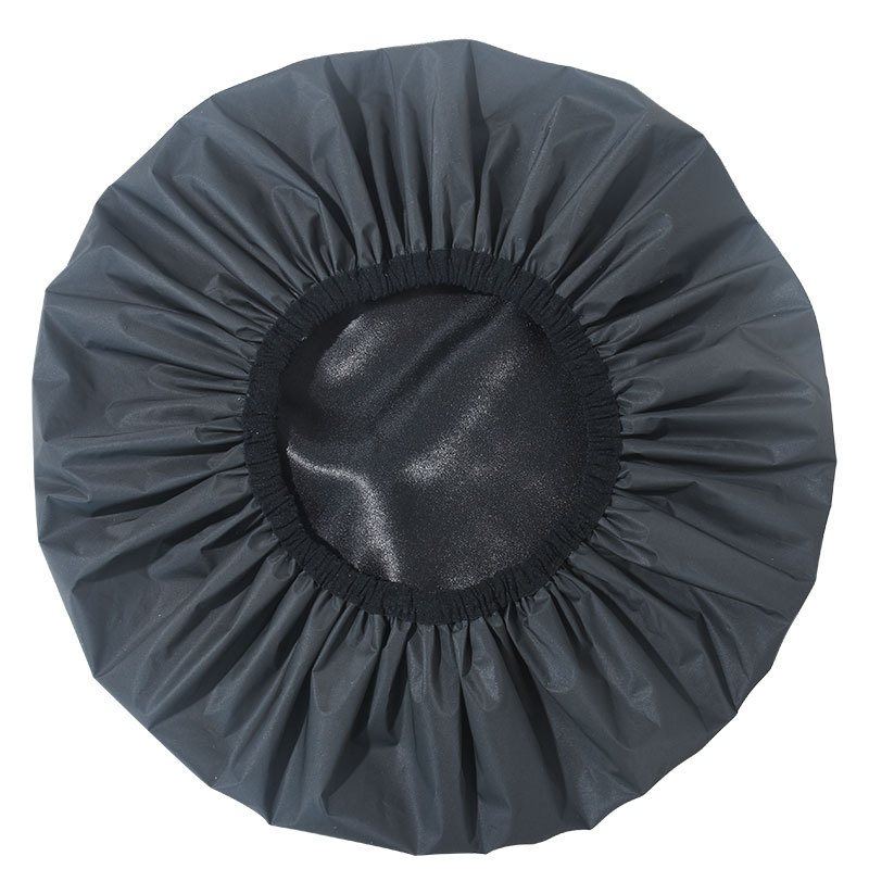 Nuevo gorro de ducha negro impermeable de doble capa de PEVA para mujeres con cabello largo, ideal para tratamientos capilares y para la cocina._voghion.com