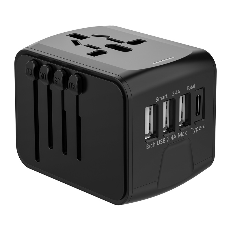Travel Adapter 3Usb with Type C Universal Socket Us Standard European Standard British Standard Australian Standard Multi-Function Charger