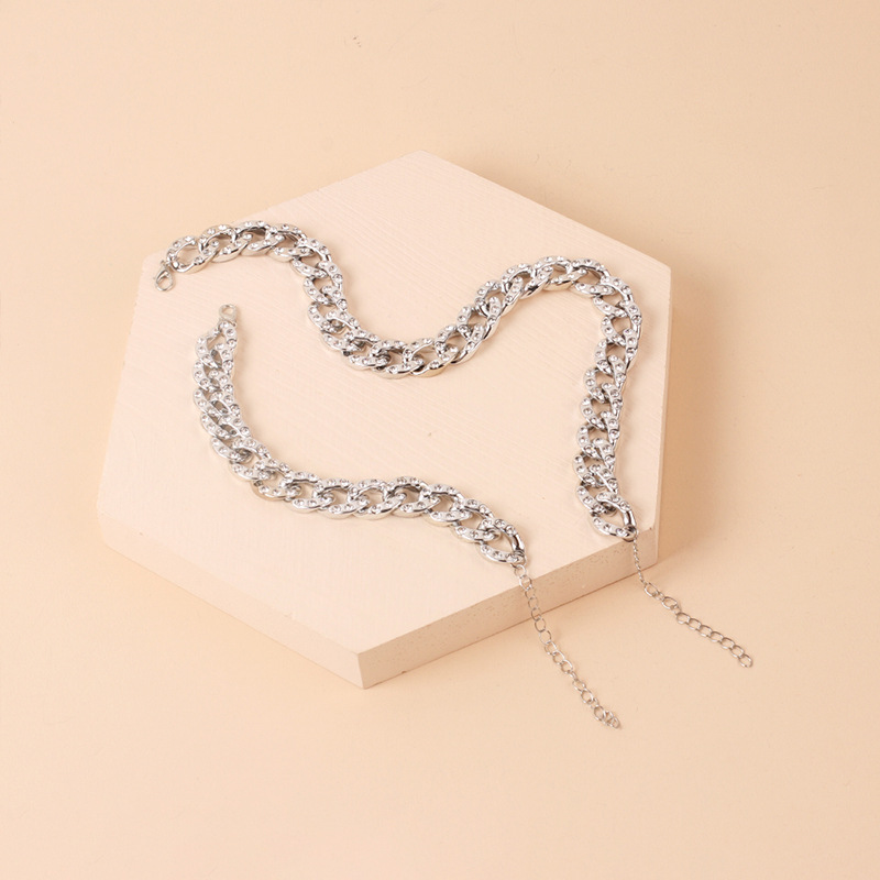 14g Weight Necklace Classification Wedding, Travel Occasion Unisex Gender Gold, Silver Color Fashion Geometric Rhinestone Alloy Necklace Bracelet Set 6