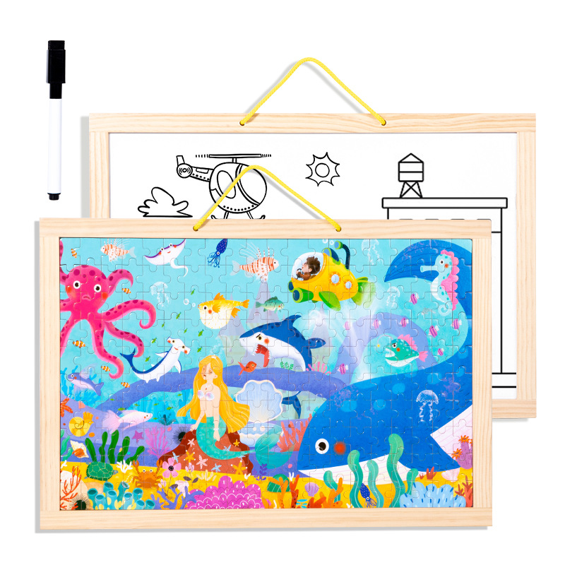 200 piezas de puzzle de madera para niños muchos juegos temáticos juegos de doble cara juguetes de inteligencia de educación temprana