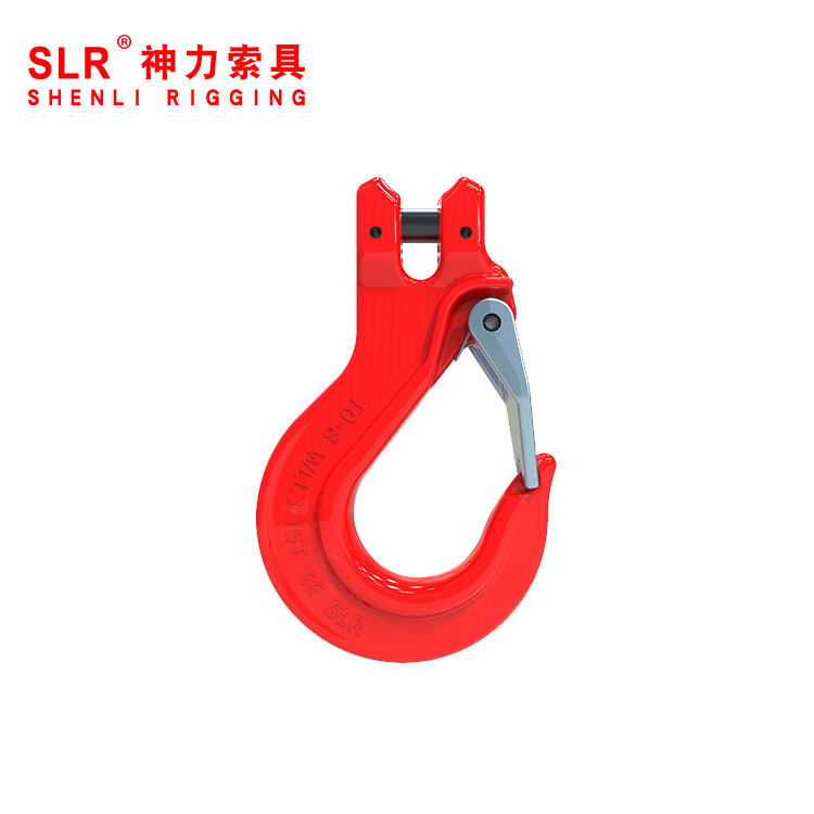 神力索具80级合金钢锻造带舌羊角滑钩羊角安全吊钩厂家批发