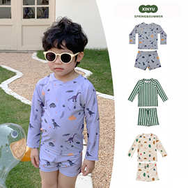 夏季男童宝宝速干分体泳衣2026新款长袖防晒游泳衣儿童ins风泳裝