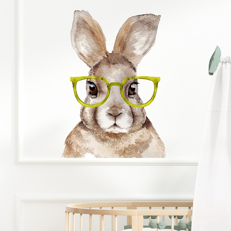 Nouveau Lapin De Dessin Animé Portant Des Lunettes Stickers Muraux Décoratifs display picture 3