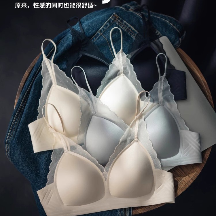 여성용 오리지널 프렌치 브라, 젤리 스트립, 고정 삼각 컵, 와이어 없음, 큰 가슴, 작아 보이고 다용도, 가볍고 흔적이 없는 속옷
