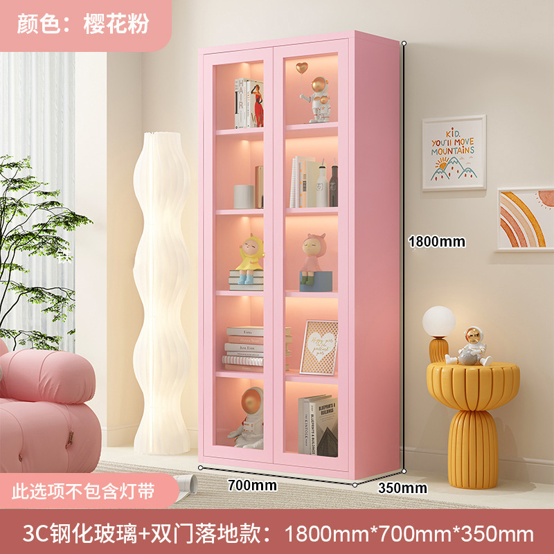 スチール製本棚収納キャビネットリビングルーム収納キャビネット家庭用ディスプレイキャビネットガラス扉防塵本棚シンプルモダンアイアンアート