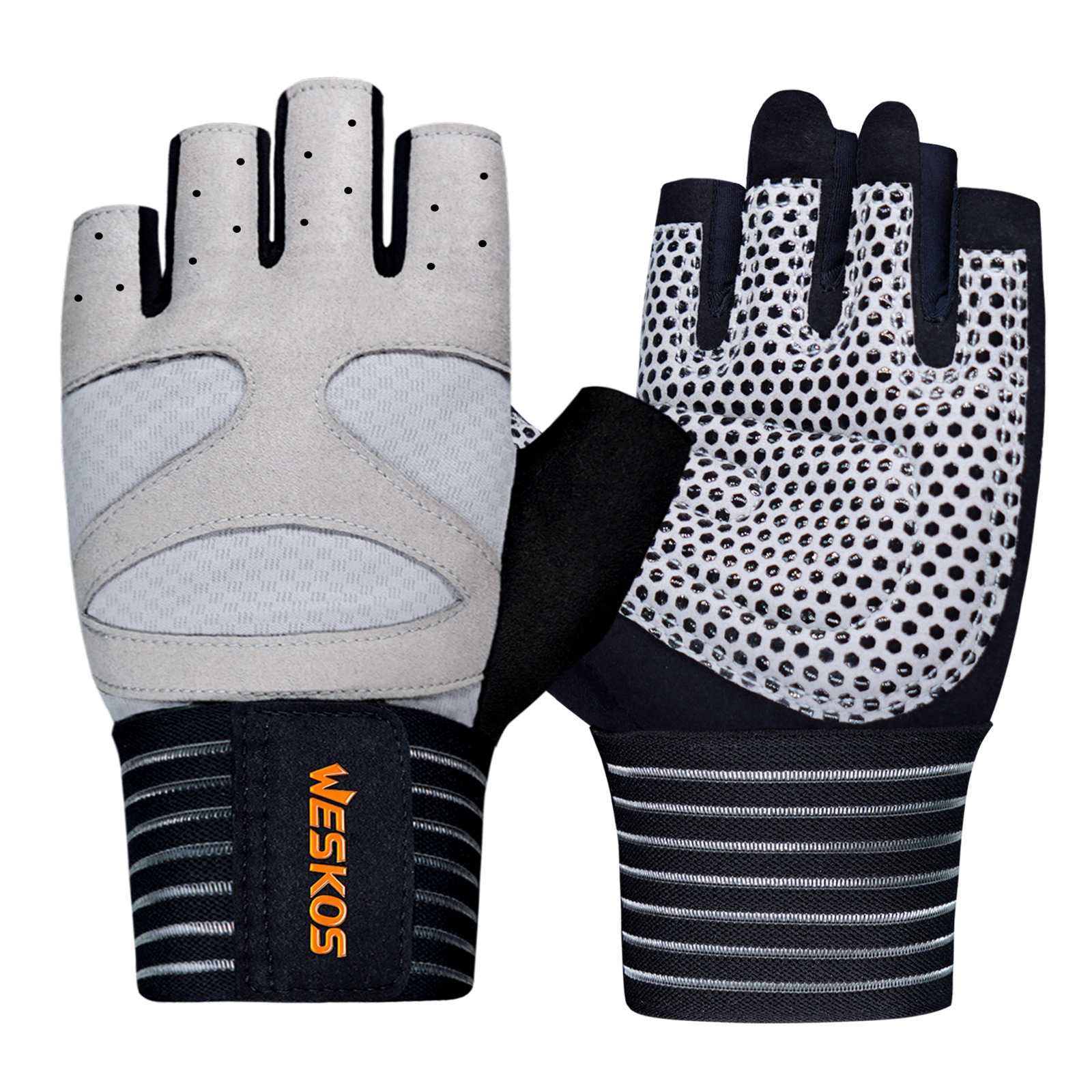 Guantes de fitness para levantamiento de pesas, guantes deportivos de medio dedo para hombres y mujeres, antideslizantes, resistentes al desgaste, entrenamiento con equipo, barra horizontal, protectores de muñeca para mancuernas, antiesguinces