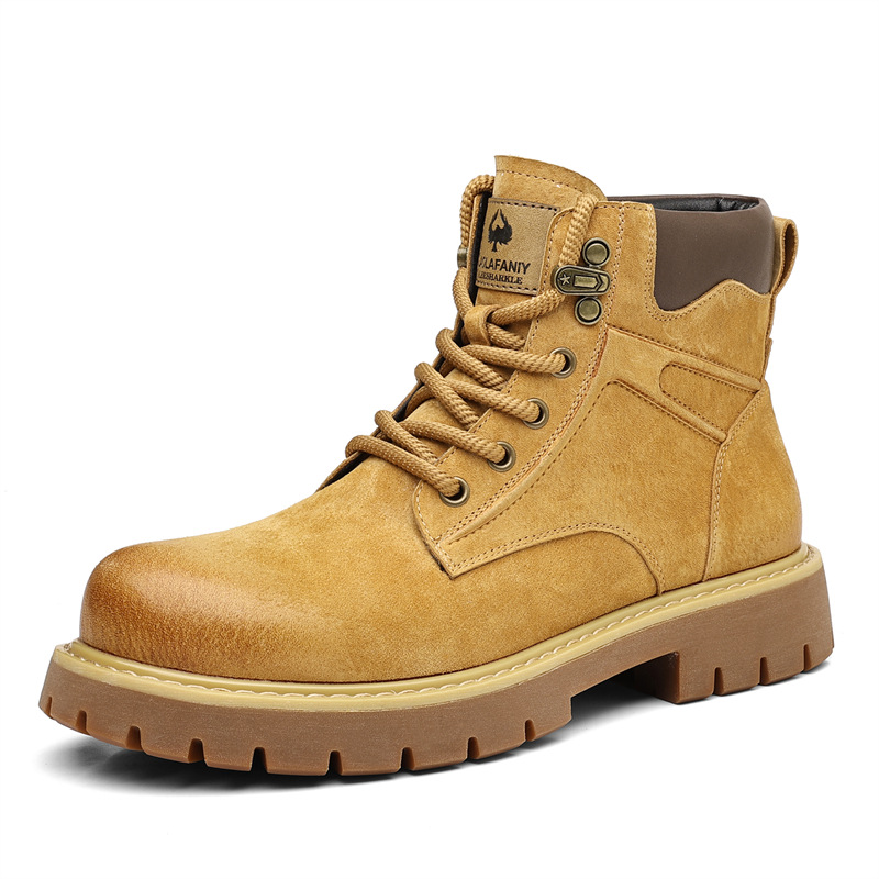 British Style Yellow Martin For Men, Autumn And Thickened Cotton Padded Winter Boots, Retro Genuine Leather Versatile_voghion.com