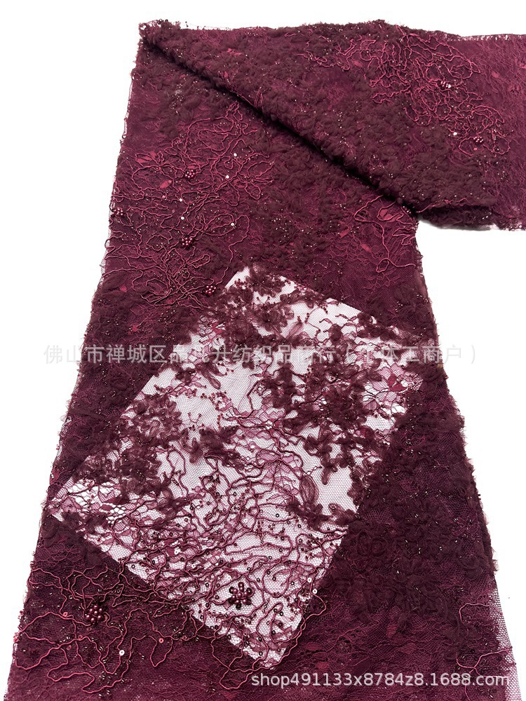 Nicho Zhong lujo ligero diseñador de moda vestido vestido fabricante de tela cordón de hueso encaje disco con tela bordada de perlas image 10