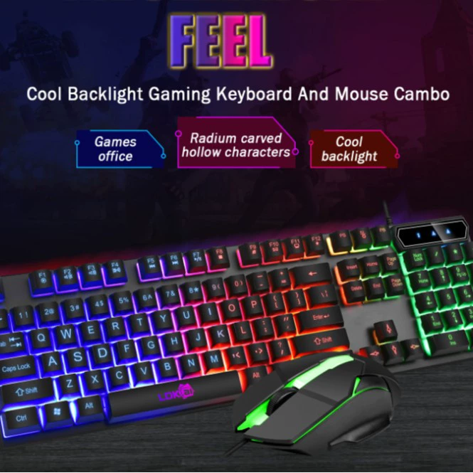 雷迪凯 832 key mouse set new USB keyboard mouse light -emitting game kit colorful backlight generation