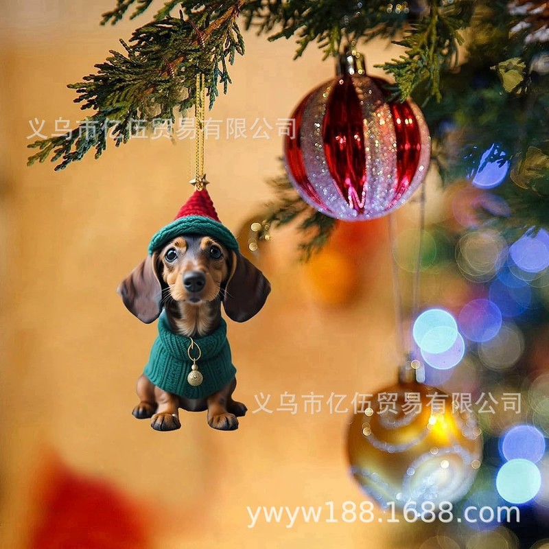 国境を越えた新製品クリスマス趣味ソーセージ犬車載装飾品ペンダントアクリル平面車内装ペンダント|undefined