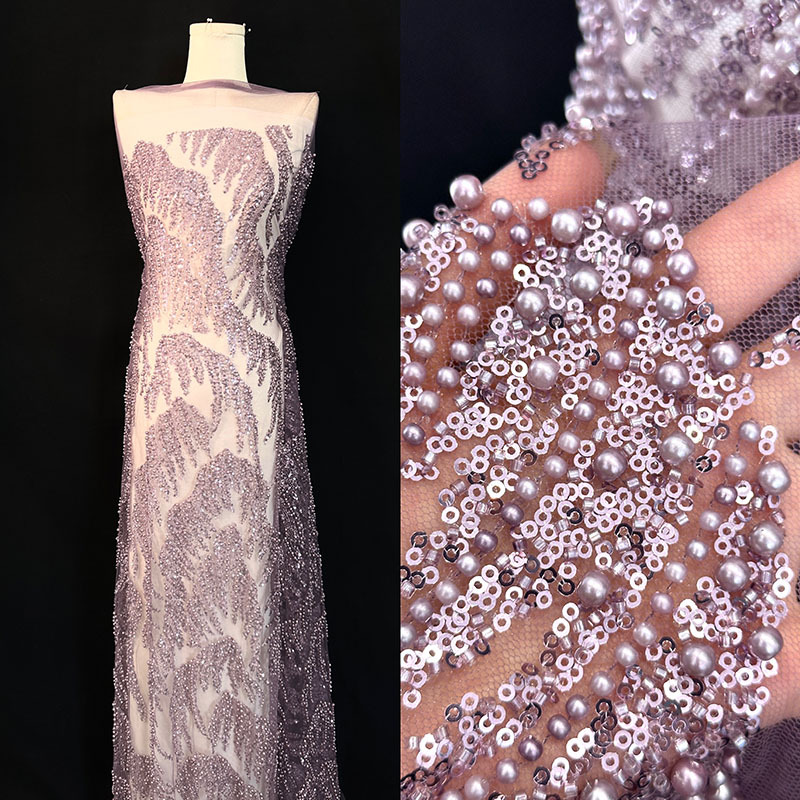 Bridal beaded lace vestido de boda francés tamaño de cuentas tubo de cuentas tela bordada alta fijación accesorios de vestido de boda