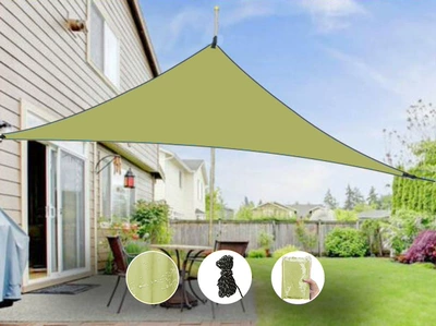 Outdoor Triangular Canopy for Patio, Balcony, Sunshade Sail, 3m Silver-Coated Sunshade Awning, Landscape Rain Shelter, Rainproof (Avtomobil yan çətirləri) - army-green-333m