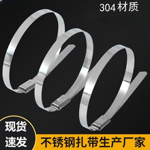 自锁式304不锈钢扎带10条装4.6mm钢丝盘带金属铁扎丝抗风化拉紧器