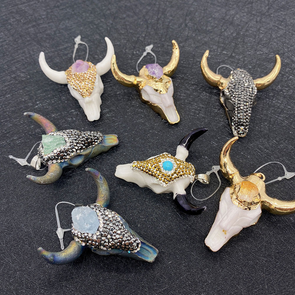 1 Piece Acrylic Natural Stone Crystal Colorful Cattle Pendant DIY Jewelry Accessories display picture 1