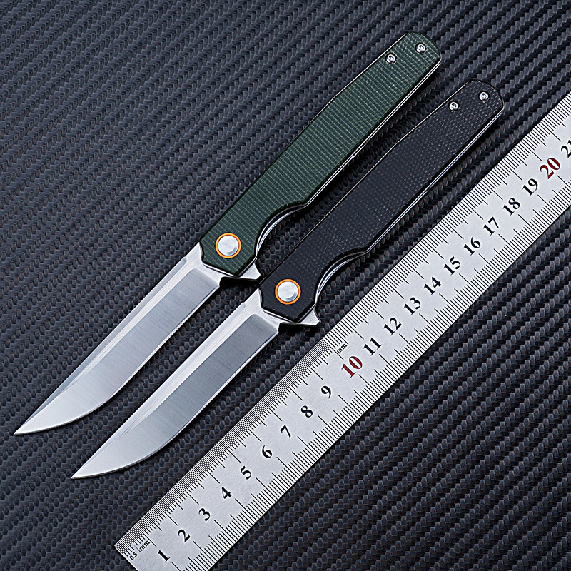 折叠刀锋利高硬度折刀背夹户外刀随身求生刀亚麻柄D2小刀一件代发