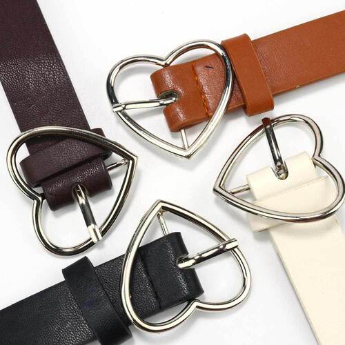 Amazon's new belt for women punk heart-shaped air-eye hollow decoration Baita women's belt European and American jeans belt