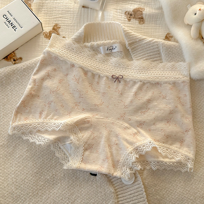 女士内裤碎花平角裤加长加宽10A抑菌纯棉底裆全棉内裤女中高腰裤|undefined