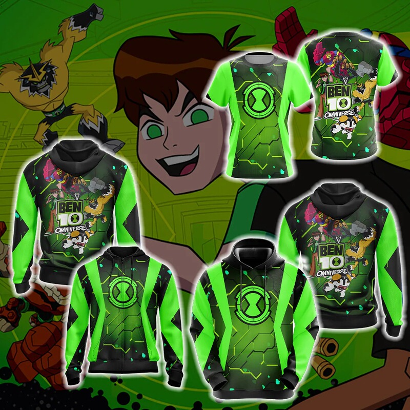 2022 cross-border hot Tian xiaoban Ben 10 Series 3D printed men's and women's hooded sweater coat anime peripheral