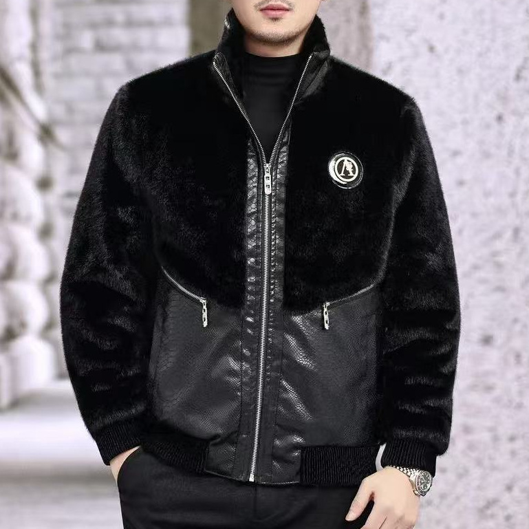 Foreign Trade Cross-Border Winter Thickened Warm Faux Mink Gold Mink Fur Haining Fur Coat Short Jacket Men's Clothing