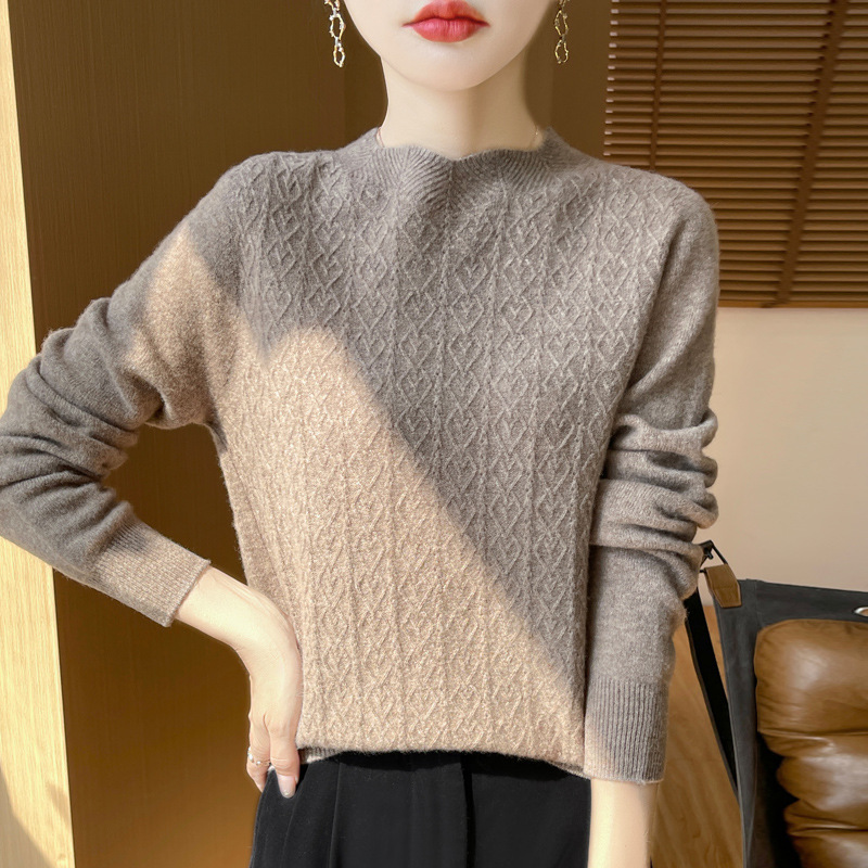Lazy Style Sweater Women's 2024 New Winter Inner Pullover Wool Knitted Base Shirt Lace Wave Top