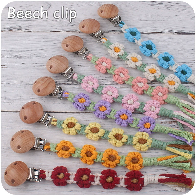 Cartoon woven pacifier for baby for new born, handmade, flowered