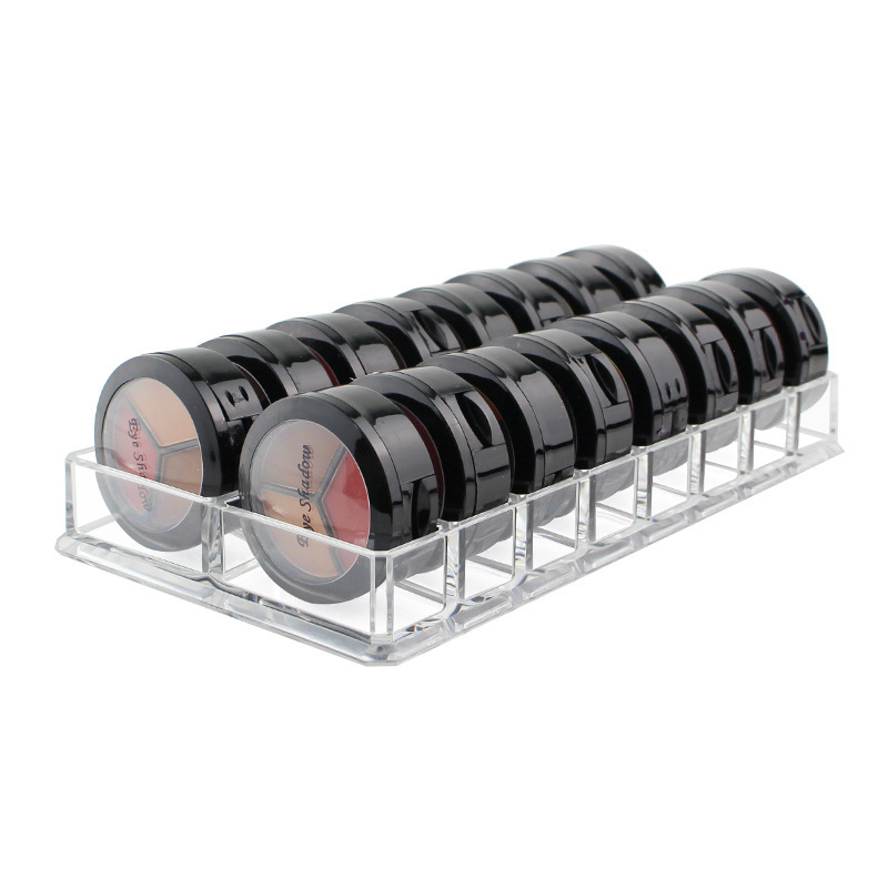 Transparent Acrylic Double Row Powder Cake Box Multifunctional Waterproof Lipstick Nail Polish Desktop Finishing Storage Display Stand