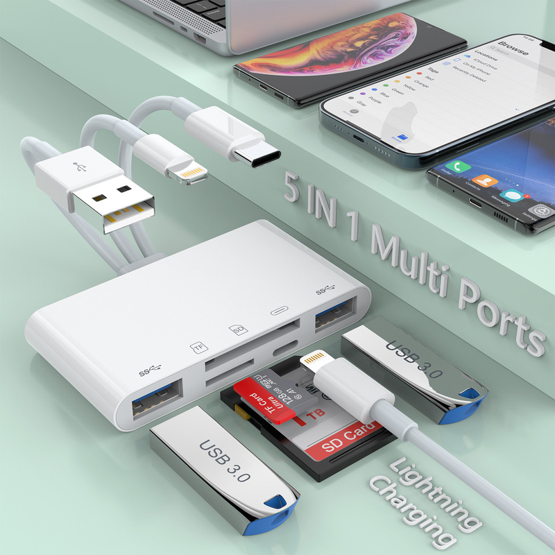 Applicable to Pingguo Android mobile phone Notebook Adapter 3.5 audio port lightning port SD/TF expander Applicable to Pingguo Android mobile phone Notebook Adapter 3.5 audio port lightning port SD/TF expander