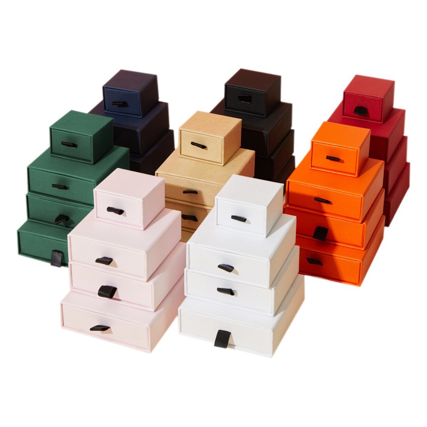 Caja para collar, caja para joyas, caja con cajón para anillos y colgantes, caja de embalaje para accesorios de joyería y pulseras, caja de almacenamiento negra y verde.