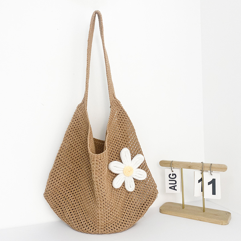 Khaki, straw, removable, flowered