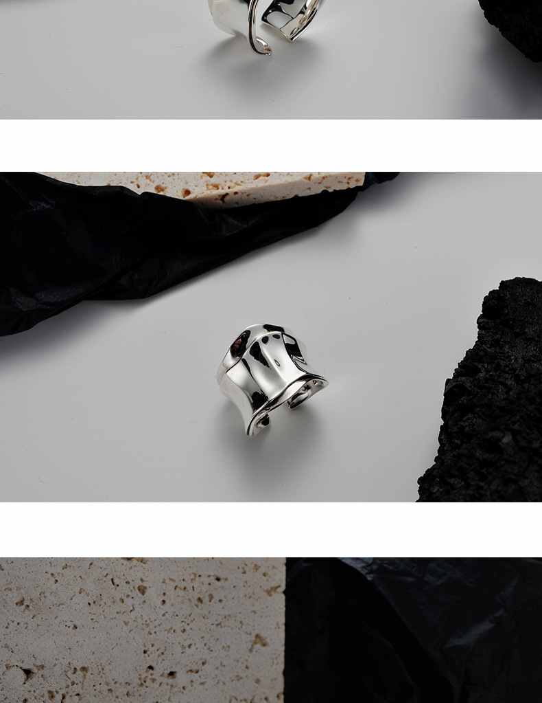 Simple Style Geometric Sterling Silver Polishing Open Ring 1 Piece