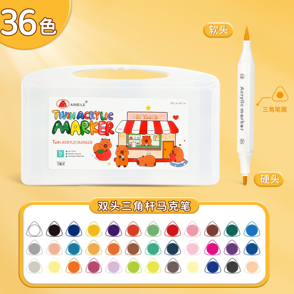 Doble cabeza triangular marcador de pintura de estudiantes opaco color plegable marcador de color para niños graffiti 60 color acuarela