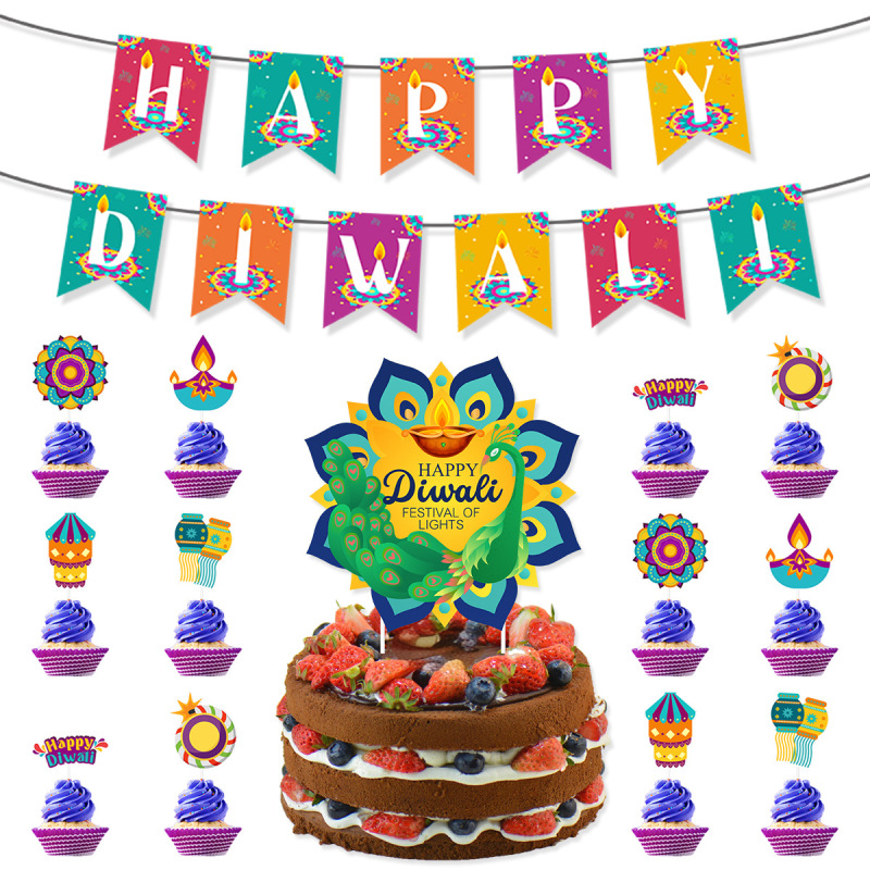 HAPPY DIWALIアルファベットプルフラワーインド排灯節パーティーパーティー配置横断幕スパイラルペンダント|undefined
