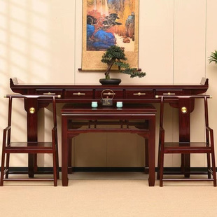 Chinese style mid-Hall six-piece set eight fairy table flower stand four-piece set classical furniture New Chinese style Buddha table head table