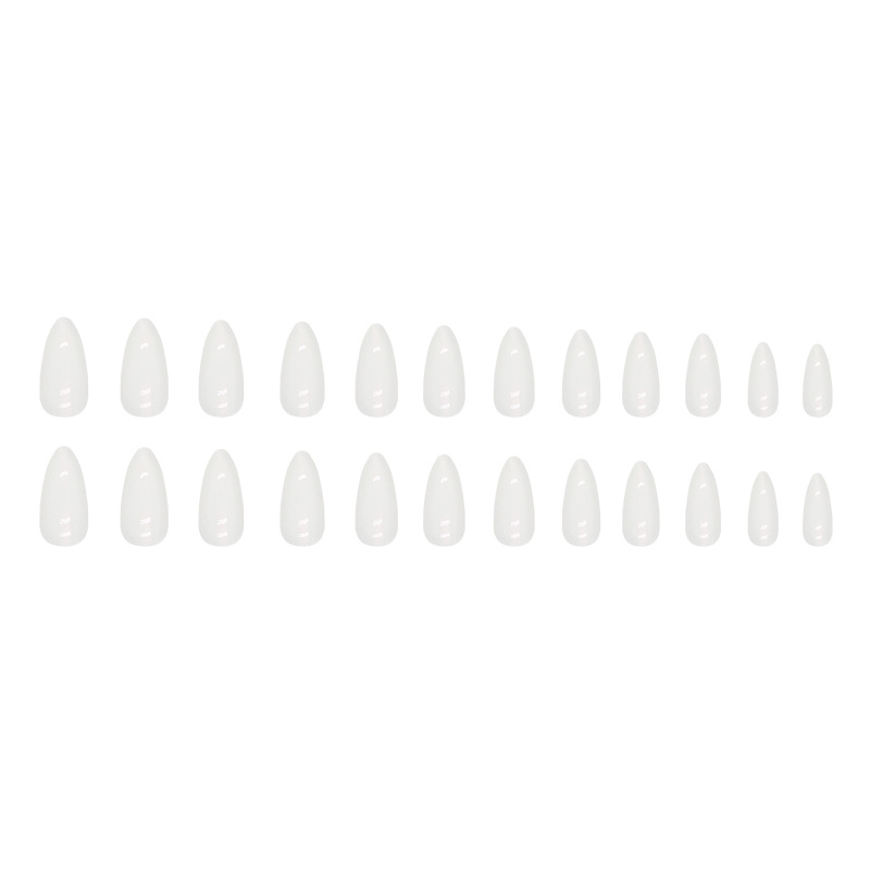 Aurora Moonlight Amande Mode Flash Instagram Style Faux Ongles Blanc Fritillaria Portant 24 Ongles_voghion.com
