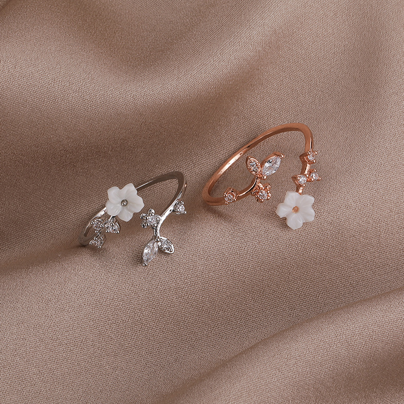 Sweet Geometric Copper Flowers Open Ring 1 Piece