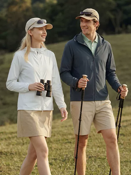 2026 New Summer Outdoor Sun Protection Clothing for Men, Elastic Ice Silk Cool Breathable Skin Jacket for Women, Detachable Hood Jacket